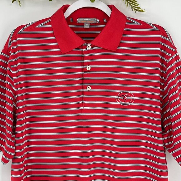 Peter Millar Southern Comfort Polo Mens Size Medium Striped Golf Humming Bird - Picture 9 of 11